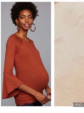 Isabella Oliver Pink Knit Maternity Bell-Sleeve Top